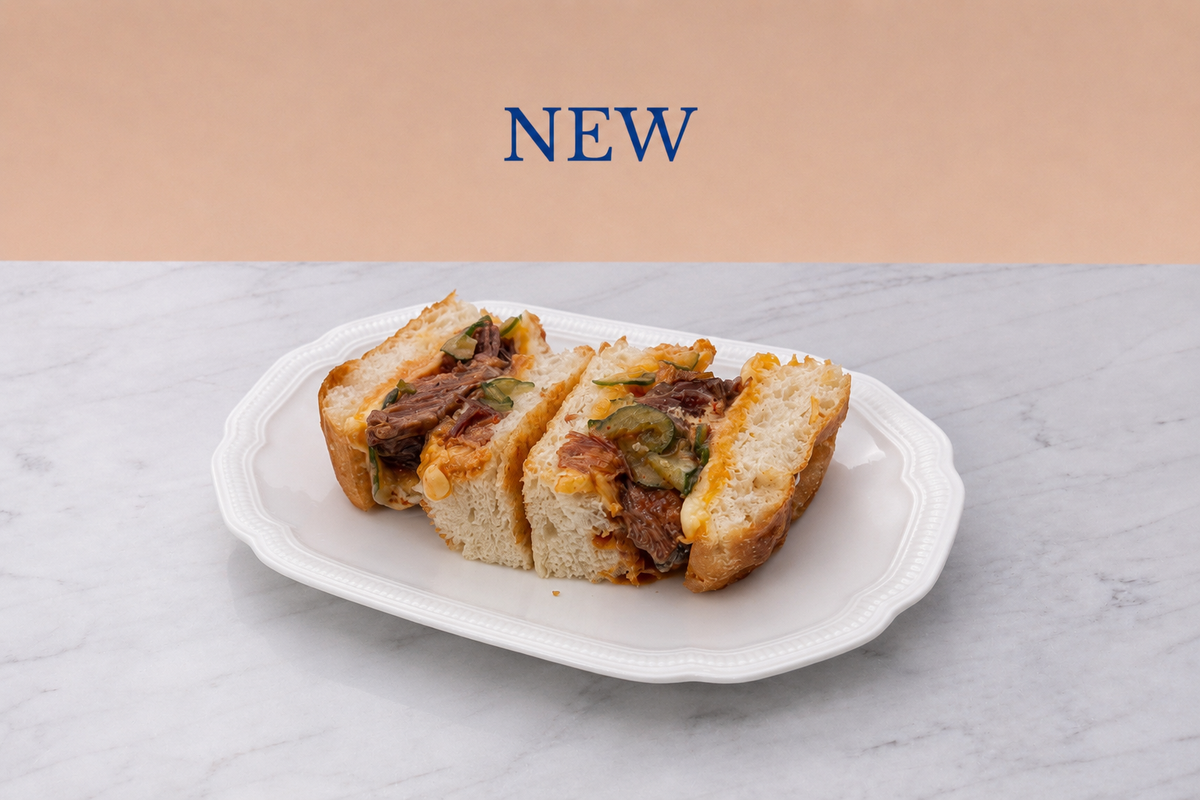 Focaccia sandwich with Braised Beef