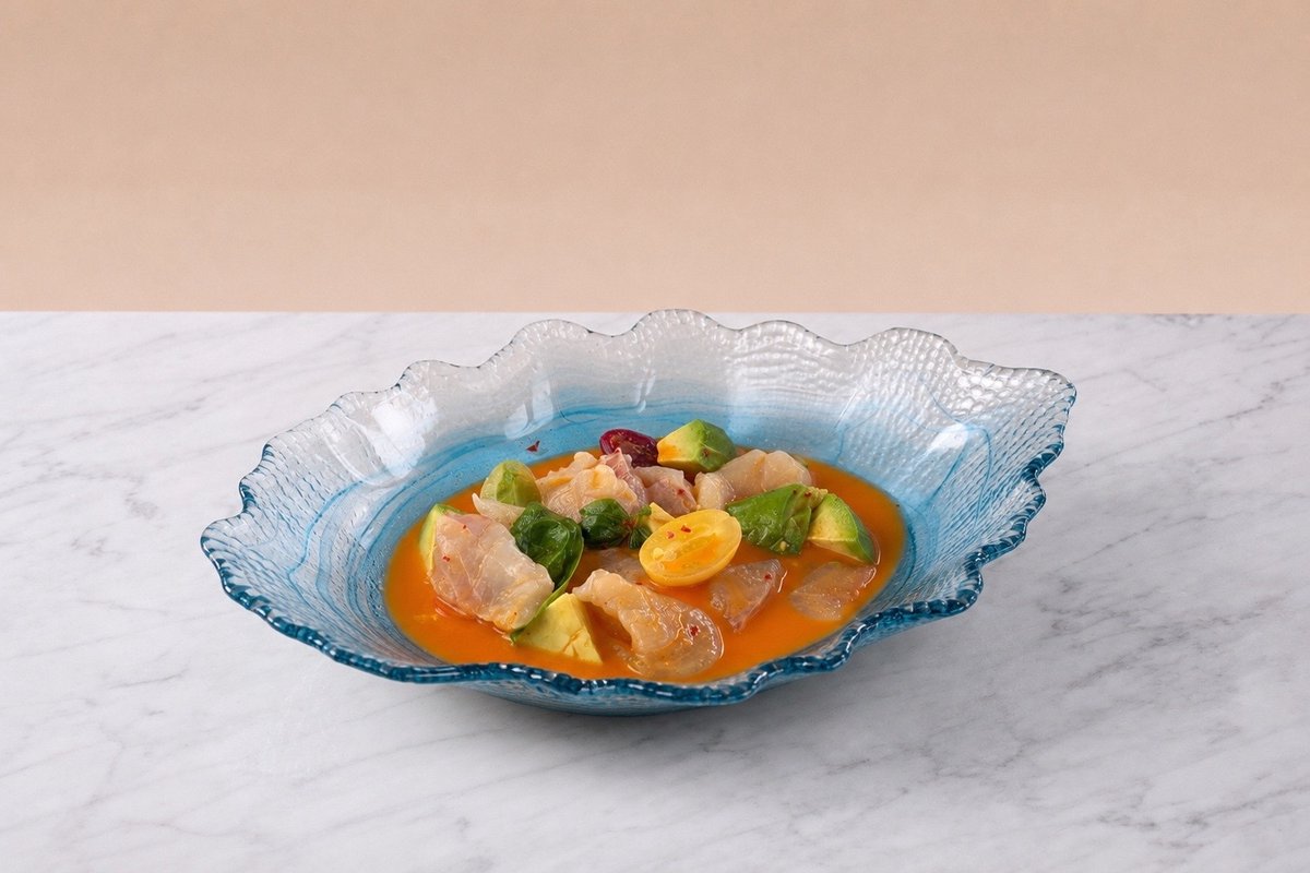 Sea Bass & Scallops ceviche with passion fruit sauce