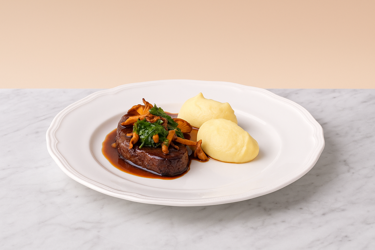 Beef cheeks with chanterelles